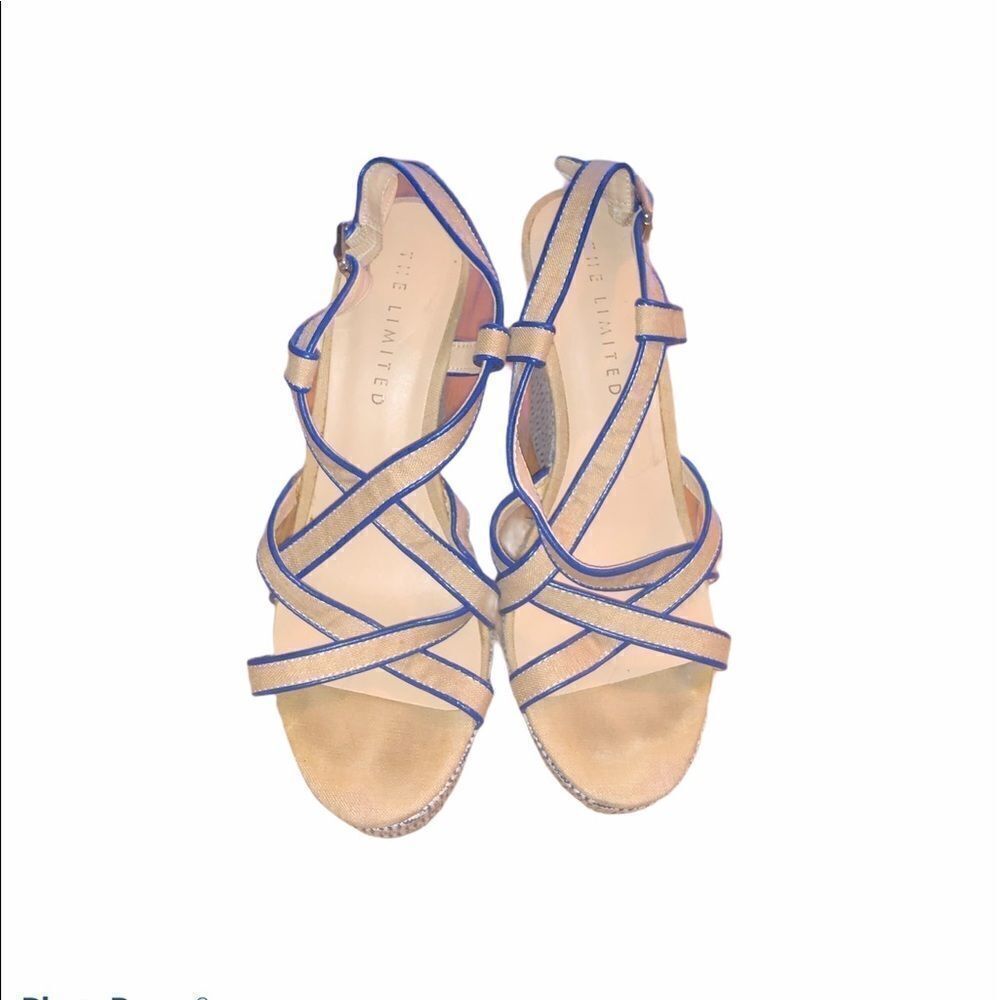 The Limited Tan and Blue Heel Shoes Size 8.5